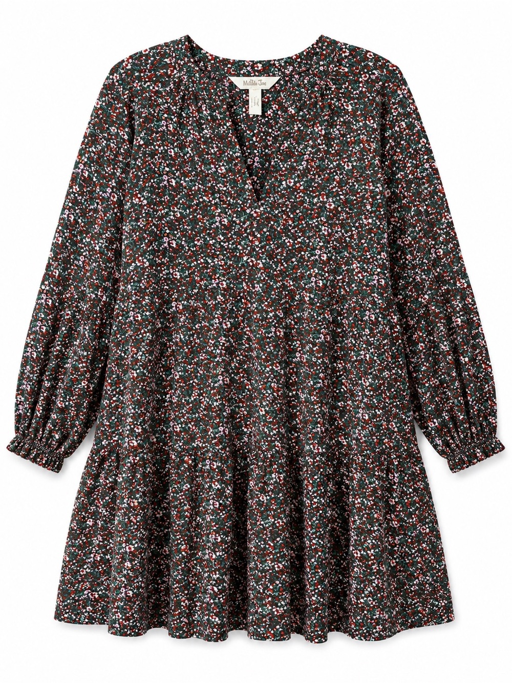 Matilda Jane Black Multi Floral Tiered Long-Sleeve Dress